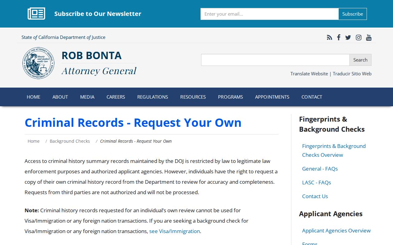 California DOJ criminal record review instructions