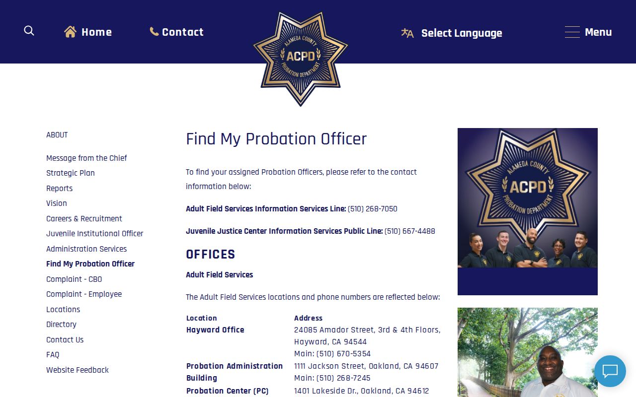 Alameda County Probation office location directory
